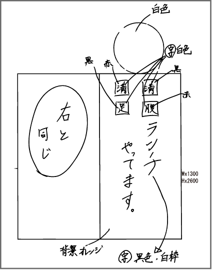 バルーンのデザインは、カンタンな手書きでもOKです。